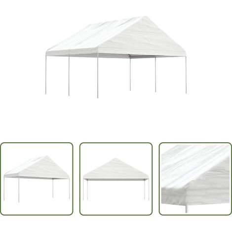 Außenbereich - Pavillon mit Dach Weiß 4,46x5,88x3,75 m Polyethylen (1/5)