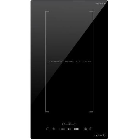Oceanic – Plaque induction encastrable 2 foyers 3600 W – Zone flexible pour grands plats – Panneau de commandes sensitives – Design noir élégant (1/5)