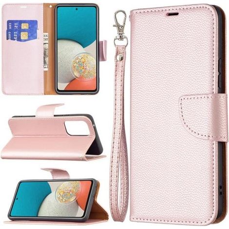 Coque Etui pour Samsung Galaxy A53 5G 6.5", [Housse en Cuir PU Premium] [Etui à Rabat] [Pochette de Portefeuille] - or rose LZWU