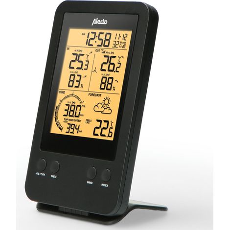 Stazione meteorologica wireless con sensore esterno, nera