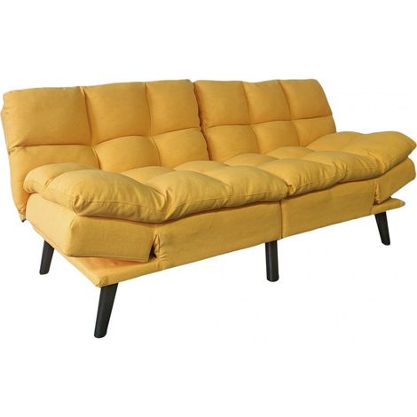 Canapé-lit rembourré , canapé convertible en lit en tissu coloris Moutarde - Longueur 183 x Largeur 86,5 x Hauteur 81 cm (1/5)