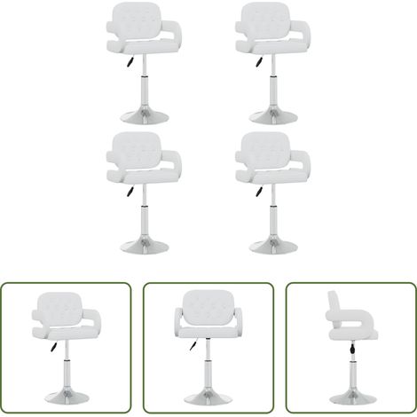 vidaXL Sillas de comedor giratorias 4 unidades cuero sintético blanco (1/5)