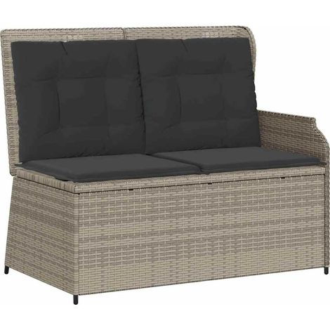 Banc de jardin,Banquette de jardin,Chaise avec coussin Gris clair Poly rotin CFW53559 (1/5)