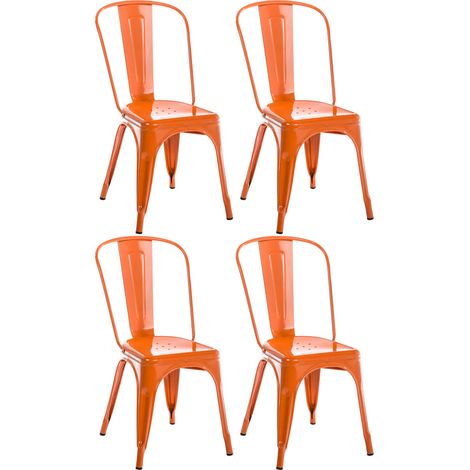Lot de 4 chaises de salle à manger empilable avec dossier style industriel en métal orange 100005978 (1/5)