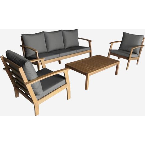 Conjunto de jardín en madera de acacia, 5 plazas