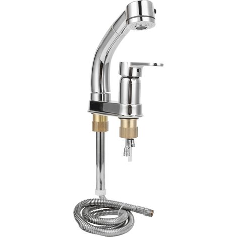 Robinet mitigeur télescopique G1/2 avec douchette extractible pour lavabo, eau chaude et froide. (1/5)