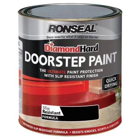Ronseal Diamond Hard Black Doorstep Paint - 750ml, Extremely Durable and Weather-Resistant for High-Traffic Outdoor Surfaces