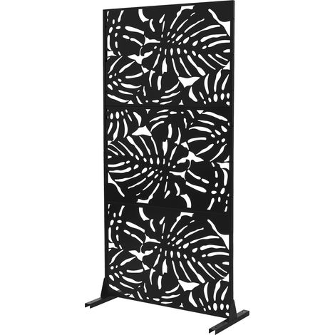 ML-Design Metall-Sichtschutz Roma, 90x180 cm, aus Stahl, Raumteiler - 3 Paneele, Trennwand erweiterbar mit Ständer, Paravent freistehend, Deko Sichtschutzwand wetterfest für Garten, Balkon, Terrasse