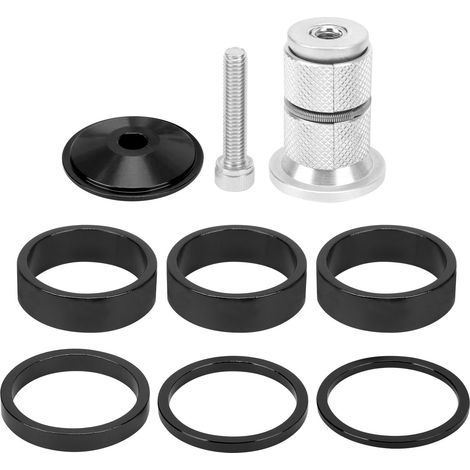 6 pièces Espaceur de Potence Vélo Aluminium Alliage Cales Guidon pour VTT Noir (1/5)