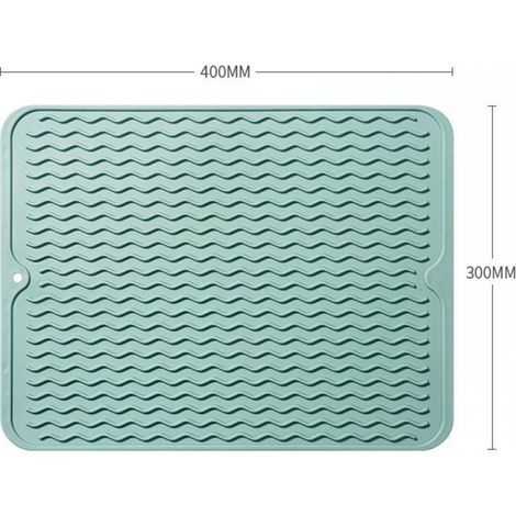 1 tapis d'égouttage en silicone (vert), support d'évier, grille d'évier de cuisine, résistant à la chaleur et antidérapant, tapis d'égouttage en silicone (1/5)
