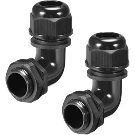 Presse-étoupe M12 étanche à 90 degrés en plastique et nylon coudé avec écrou de verrouillage et joints pour câble de 4 à 8 mm de diamètre
