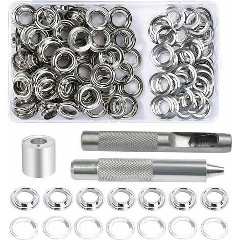 Ösen-Set, 100 Ösen (12 mm), Planenreparaturset mit 3 Ösenwerkzeugen. Geeignet für Planen, Stoffe, Vorhänge und andere Projekte. (1/5)