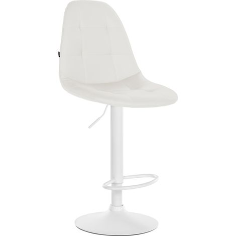 Sgabello da bar x1 con poggiapiedi sedile girevole ad altezza regolabile in PVC bianco struttura in metallo bianco 100004835