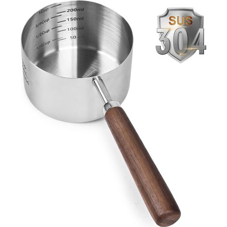Bol doseur pour chien et chat - Acier inoxydable 304 - Capacité : 1 tasse - Mesure de précision de l'échelle (1/5)