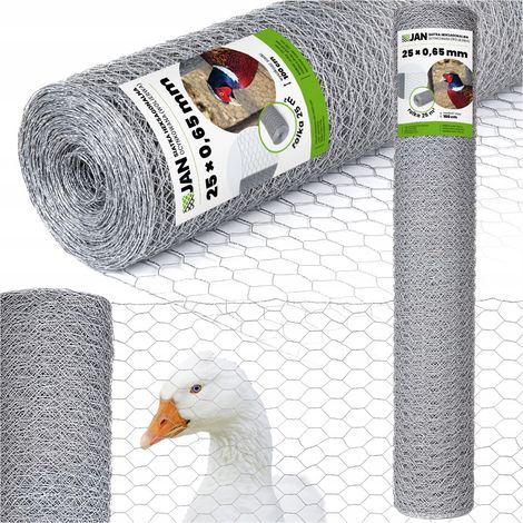 Filet d'élevage galvanisé Izola Volières 25x0,65mm CAGES hauteur 100cm 25m2