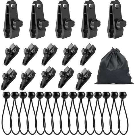 30 Pièces Attache Bache, Pince pour Bache, Pince Bache Piscine, Clip De Bâche, Tente D'auvent Pince, Sandow pour Bache, pour Bateaux, Tonnelles, Bâches De Piscine, Corde à Vent Et Bannière (1/5)