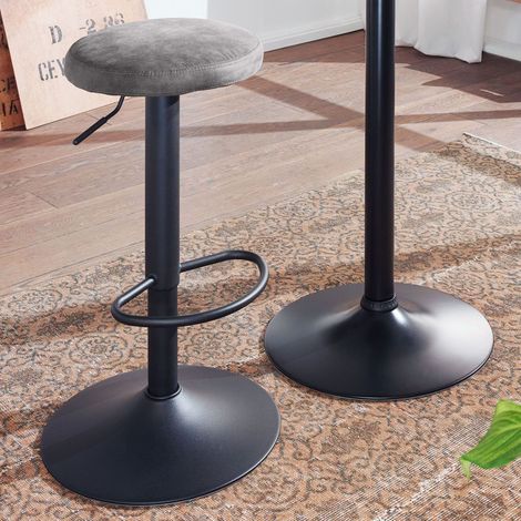 Tabouret de bar 40x40x58/79 cm en tissu suédine gris (1/4)