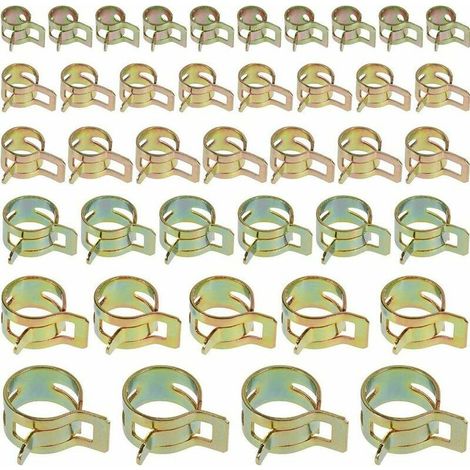 RHG 60PCS Clip à Ressort Tuyau Serre-joints à Tuyaux Colliers de Clip à Ressort Tuyau Serrage Ajustable 6 Sortes de Tailles Pour Fixer Tuyaux Souples et Durites