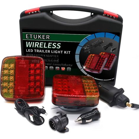 LED Feux arrière de remorque magnétiques sans fil avec réflecteur, 12 V étanche sans fil de remorque Feu arrière Témoin de feu stop, avec aimant, pour remorque/camion/tracteur/caravane (1/5)