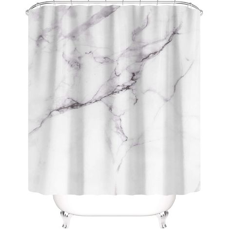 Tende da doccia moderne, marmo bianco latte, motivo minimalista, arredo bagno, 152,4 x 182,9 cm (1/4)