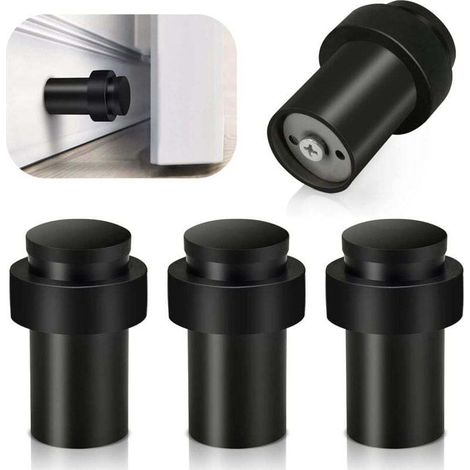 Lot de 4 Butées de Porte en Acier Inoxydable avec Protection Murale et Amortisseur Sonore (1/4)