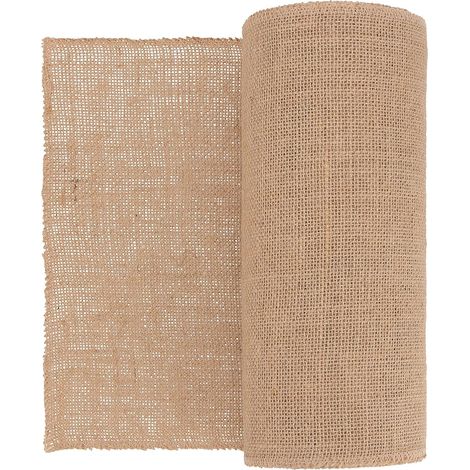 Chemin de table en toile de jute - 30 cm x 4.57 m - En toile de jute écologique - En tissu naturel - Pour mariage, fête à la ferme, communion, décoration de table rustique (1/5)