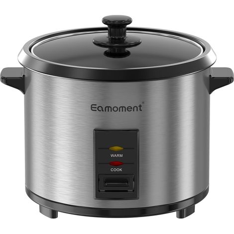 1.8L 700W cuiseur à riz et insert vapeur noir chaud et cuire 1-10 personnes marmite à revêtement antiadhésif, cuillère à riz et tasse à mesurer, couvercle en verre (1/5)
