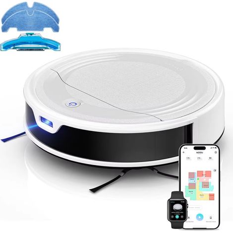 Aspirateur robot intelligent avec cartographie avancée – aspiration puissante 6000Pa, navigation ToF PSD 190°, autonomie 170 minutes, contrôle WiFi/app mobile, idéal poils d’animaux, tapis et sols dur