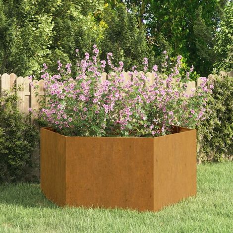 Jardinière Acier Corten Hexagonale 90 X 90 X 45 cm. Aspect Rouille, Très tendance. Jardin, Patio, Balcon (1/5)