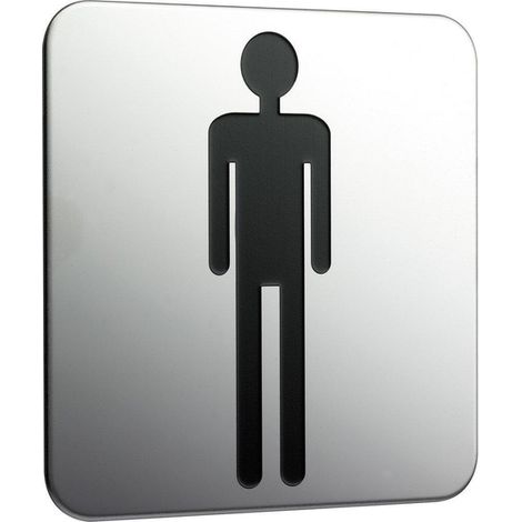 Plaque signalétique SYSTEM 2 à coller, homme chromé (1/4)