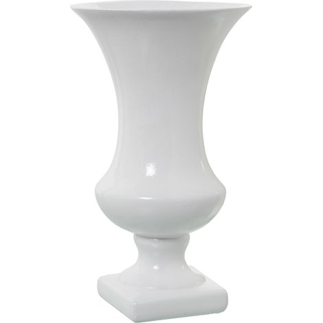 Keramikfußvase 33 cm glänzend weiß ° 19x33cm, Fuß: 11x11cmpour Alle Stile, um dem Haus eine Note zu verleihen (1/3)