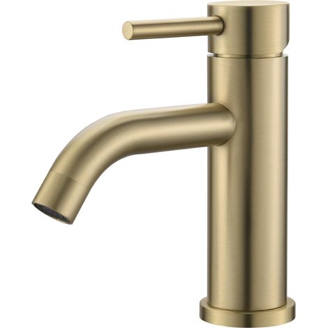 Mitigeur lavabo compact M11003Y inox doré brossé avec tuyau d'Alimentation 60 cm (1/5)