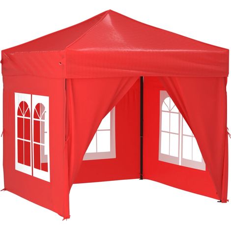 Tente de réception pliable, Pavillon, Pergola, Tente de jardin, avec parois Rouge 2x2 m OIB1485E (1/5)