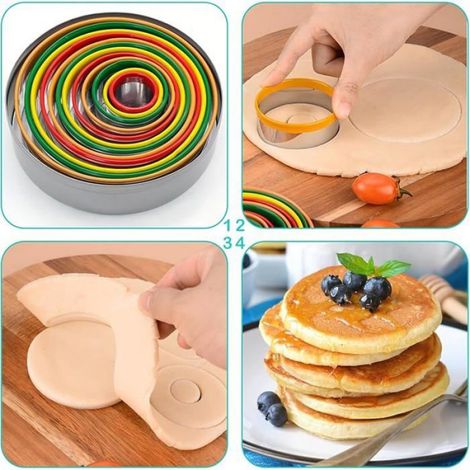 Emporte-Piece Rond - Acier Inoxydable Alimentaire - Pour Biscuits Gateaux Pates Sucres - 12 Pièces Diamètres 2,5 à 11,3 cm (1/5)