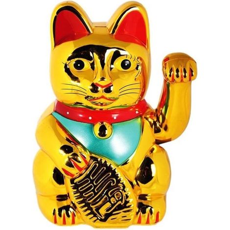 Chat porte bonheur en PVC doré (1/5)