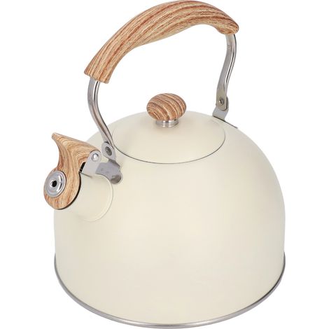 Bouilloire sifflante en acier inoxydable 2,5 L, poignée ergonomique, couleur beige (1/5)