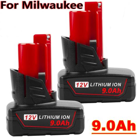2X 12V 9Ah M12 Pour Milwaukee Batterie de rechange M12B6 LITHIUM 48-11-2402 M12B5 48-11-2460