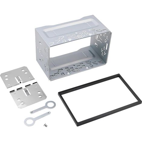 Soporte universal de montaje para radio de coche doble DIN, marco metálico para estéreo de coche compatible con reproductor de DVD, GPS y reproductor de vídeo.