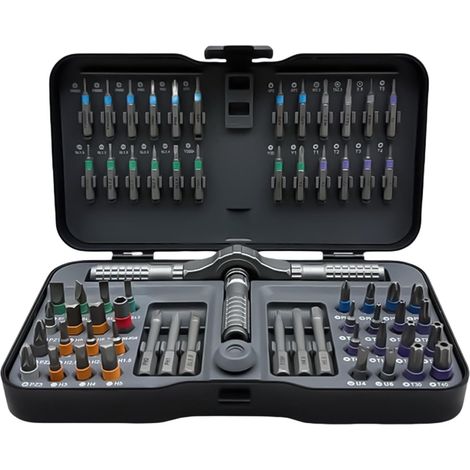 Set de tournevis à cliquet 66 de précision  Coffret Tournevis à Cliquet avec Mallette pour Amateur de Bricolage, Modélisme, Vélo, Ordinateur, Appareils Électroménagers, (1/5)