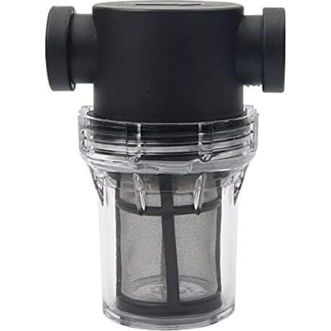 JSSEVN - Pipeline 3/4" Water Pump Filter with 100 Mesh Stainless Steel Screen, Inline Mesh Filter for Garden Irrigation (Black) (1/5)