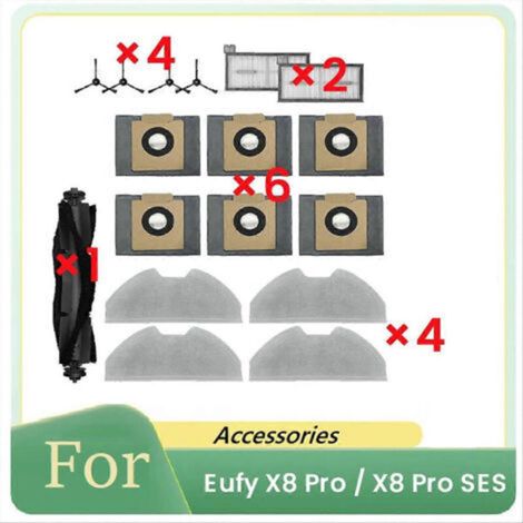 17 piezas de repuesto para la aspiradora robot Eufy X8 Pro / X8 Pro SES: cepillo principal, filtro y filtro. (1/5)
