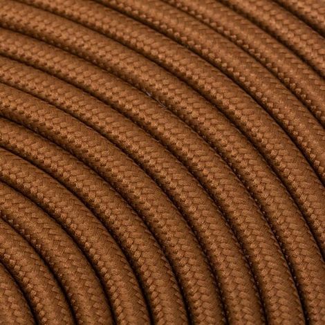 Fil Électrique Tissu Marron Cuir 2x0,75mm² - Câble Électrique Textile de Qualité