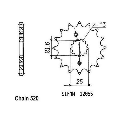 Pignon de sortie de boite Sifam pour Moto Suzuki 250 RG gamma