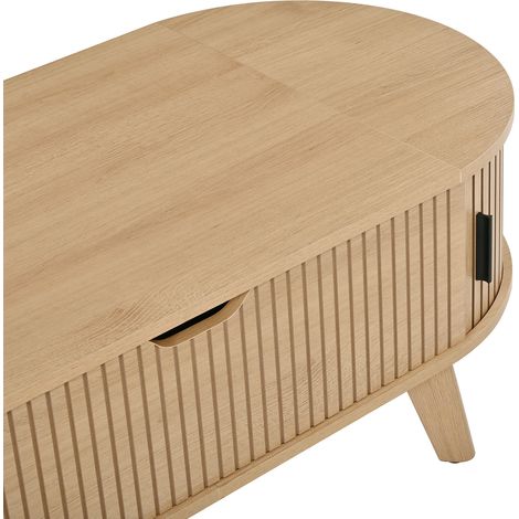 Mesa baja elevable 110x50x53,5 cm de Melaminado natural con almacenaje para salón FloraGrace (1/5)