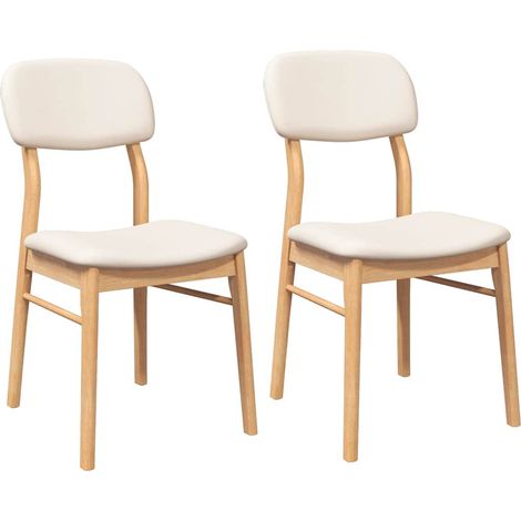 Lot de 2 Chaises à manger,Chaise de cuisine coussins naturel bois massif caoutchouc CFW89228 (1/5)