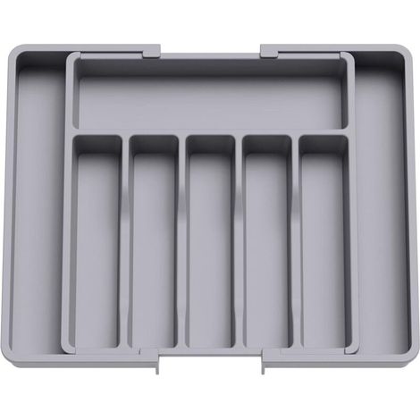Boîte de rangement extensible à plusieurs compartiments pour la vaisselle, grise (1/5)