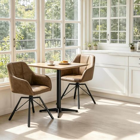Sillas giratorias comedor tapizadas marrones 2 uds OKMYHOME (1/5)