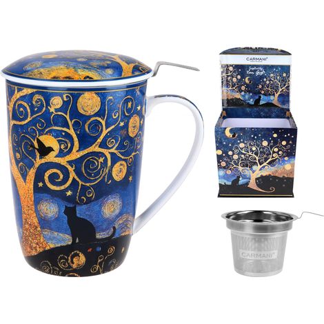 Carmani, 600-ml-Becher mit Siebeinsatz und Deckel – Motiv inspiriert von Van Goghs Gemälde (1/5)
