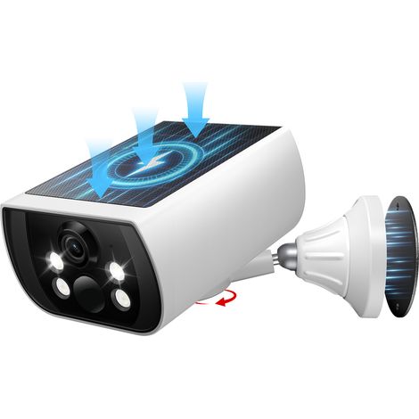 Caméra de Surveillance Interieur / Exterieur WiFi sans Fil - 2K Camera Surveillance Batterie Panneau Solaire intégré, Étanche IP66, PIR détection, Détection Humaine AI, Vision Nocturne Couleur, Compat (1/5)