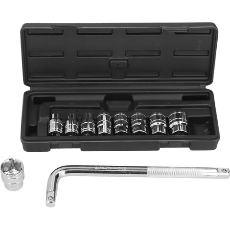 Jeu de 11 clés à douille 6 pans, acier au chrome vanadium, coffret portable universel pour réparation automobile. (1/5)